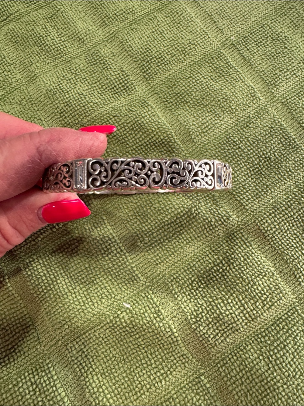 Brighton Silver Filigree Scroll Hinged Bracelet
